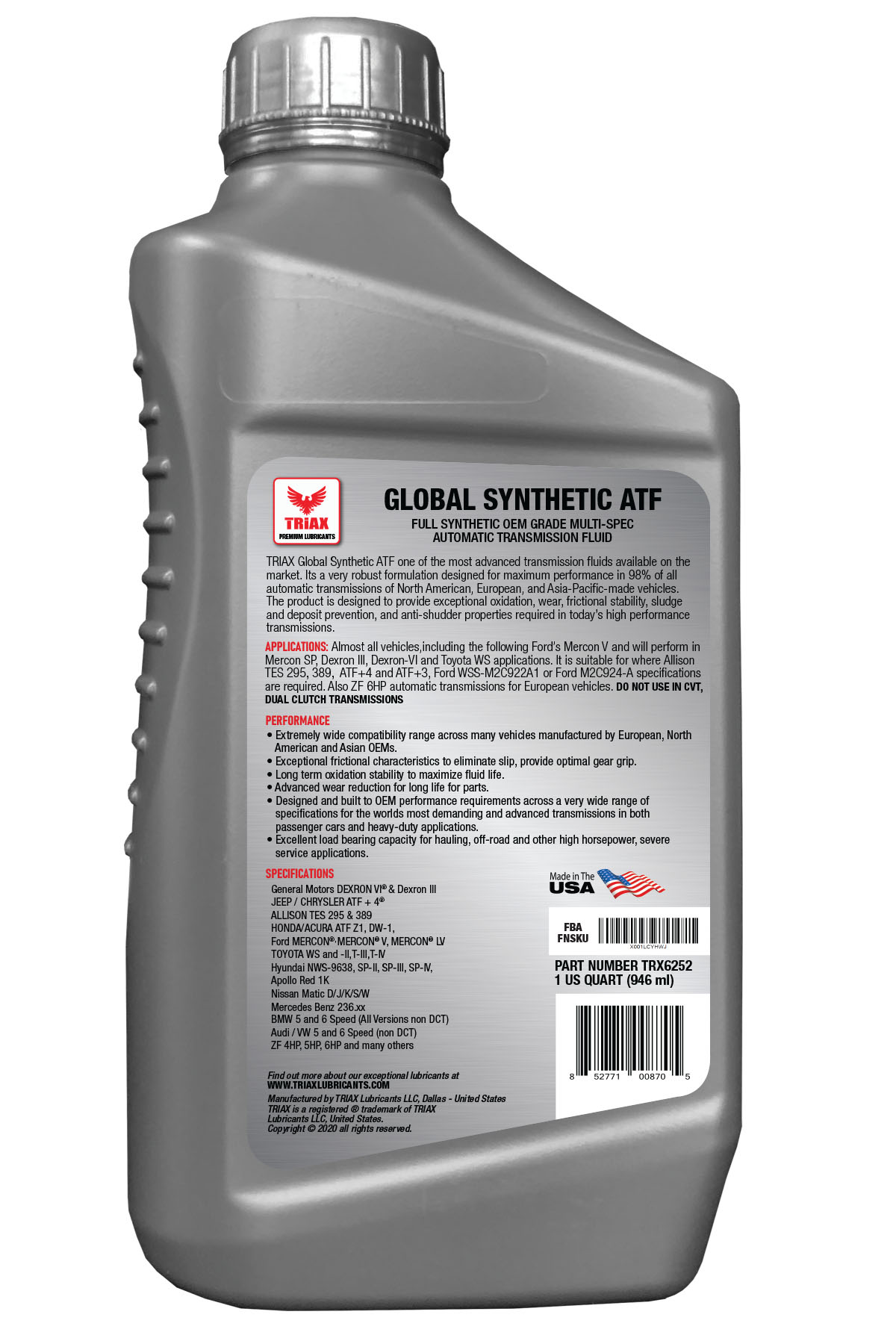 TRIAX GLOBAL Full Synthetic ATF